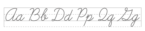 Sample of commonly confused letters (Aa Bb Dd Pp Qq Gg) in Cursive style, suitable for 2nd to 4th Grade handwriting practice sheets.