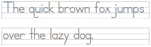 2 guides with the text "The quick brown fox jumps over the lazy dog."